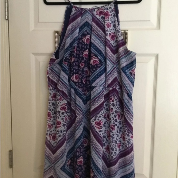 Purple and Blue Mini Halter Dress - Picture 3 of 4